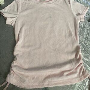 Light Pink High Neck Short Sleeved Top with Strings